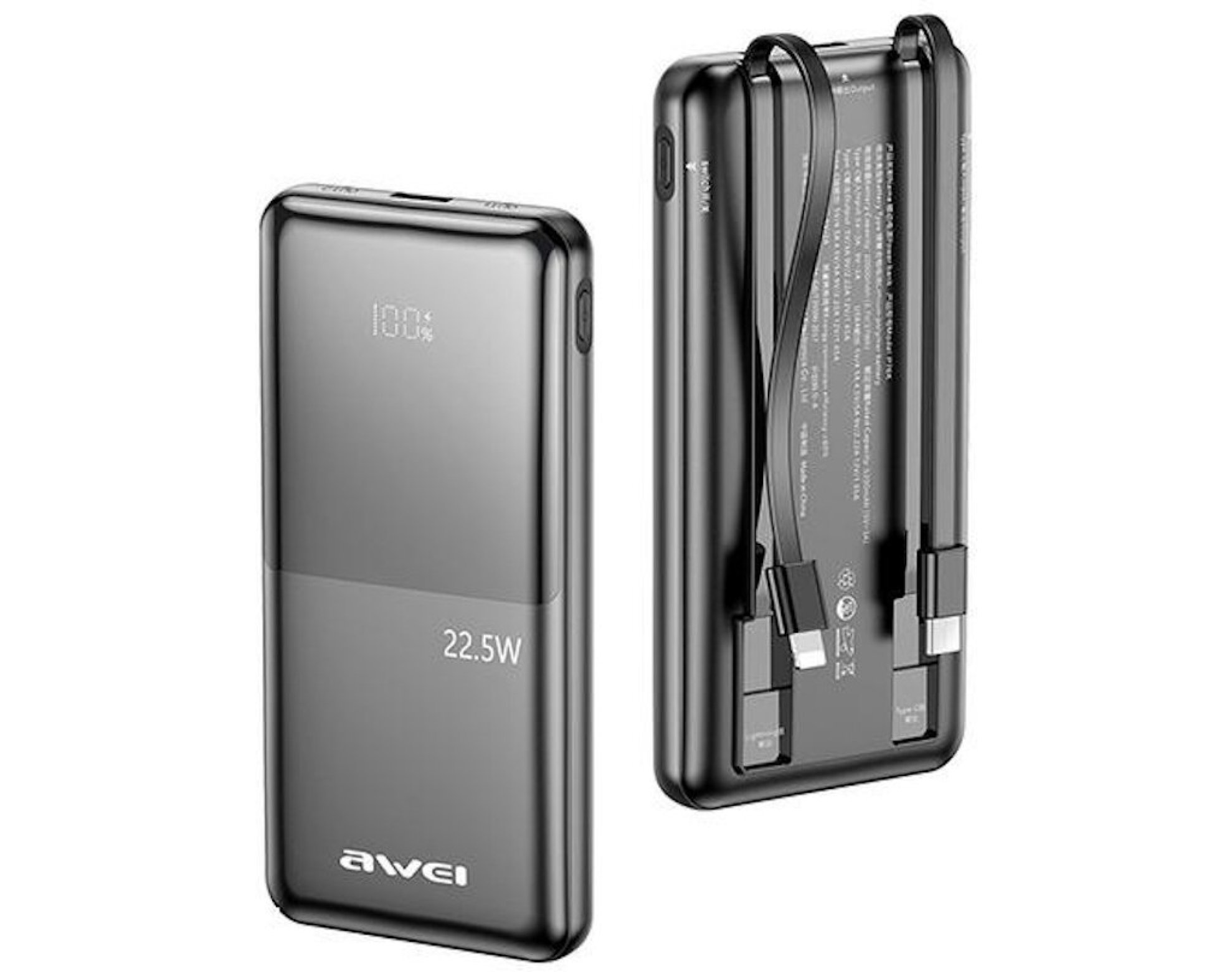 Powerbank AWEI P76K Digital Display 10000mAh 22.5W Czarny