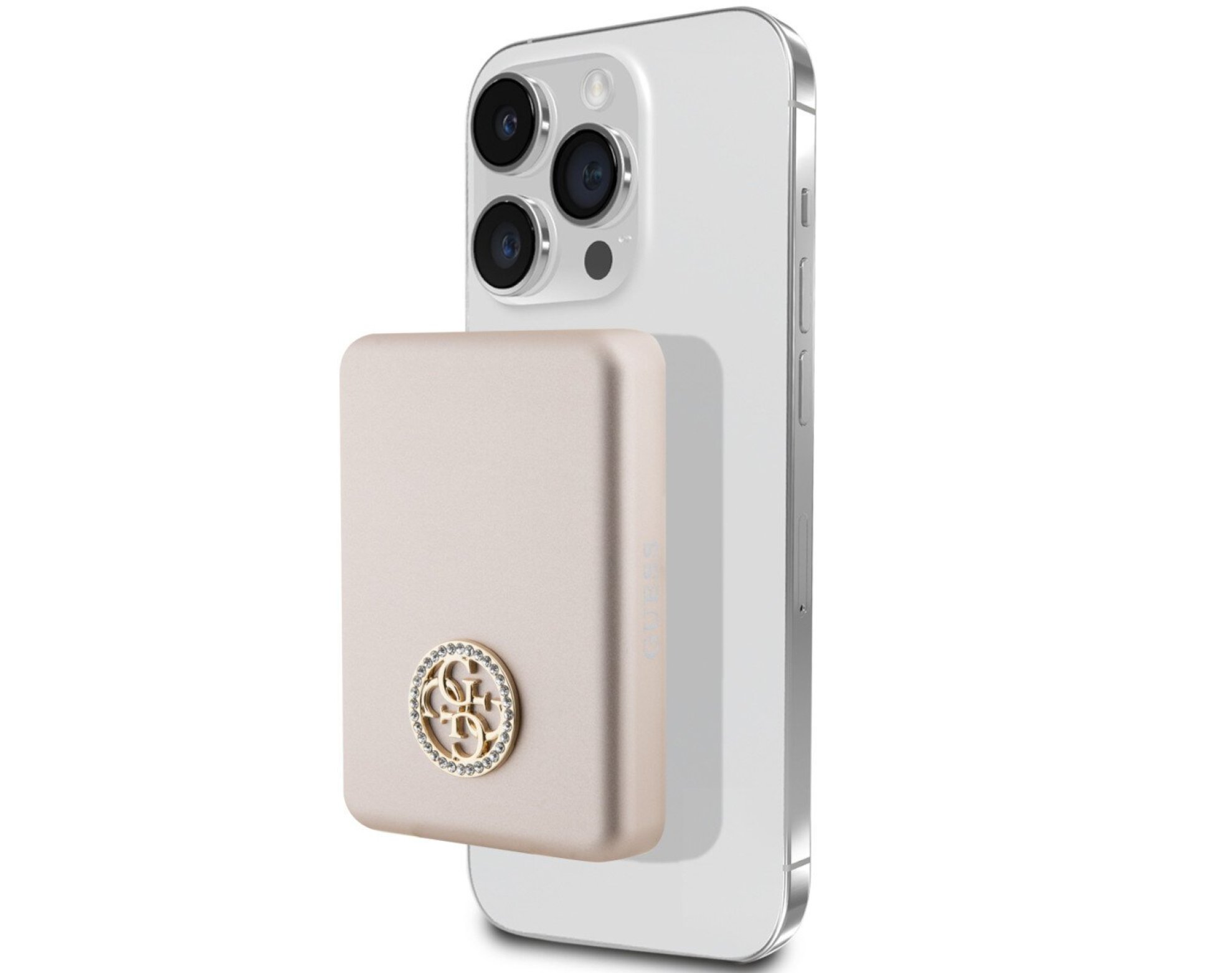 Powerbank indukcyjny GUESS 4G Strassed Metal Logo MagSafe 3000 mAh 5W Złoty