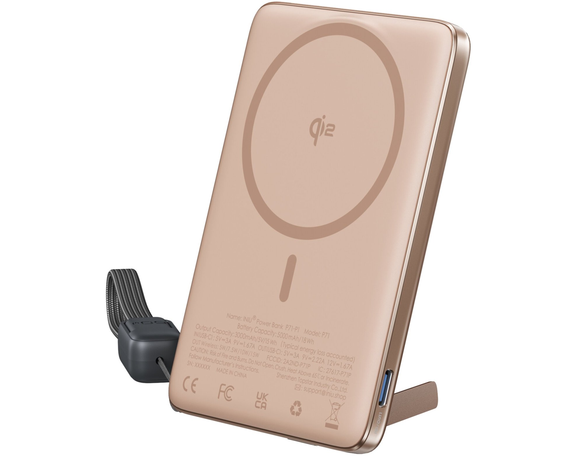 Powerbank indukcyjny INIU MagPro Slim 5000 mAh 20W Beżowy