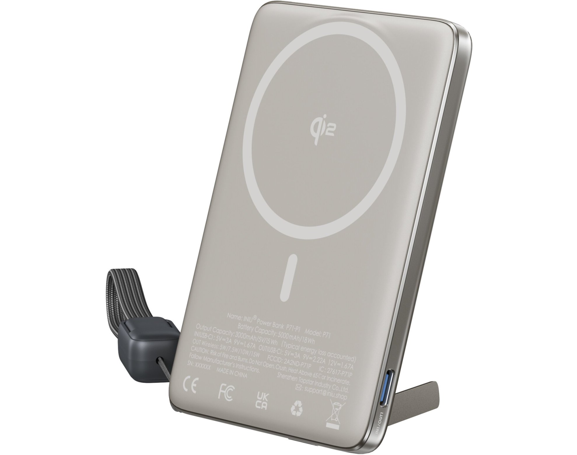 Powerbank indukcyjny INIU MagPro Slim 5000 mAh 20W Tytanowy