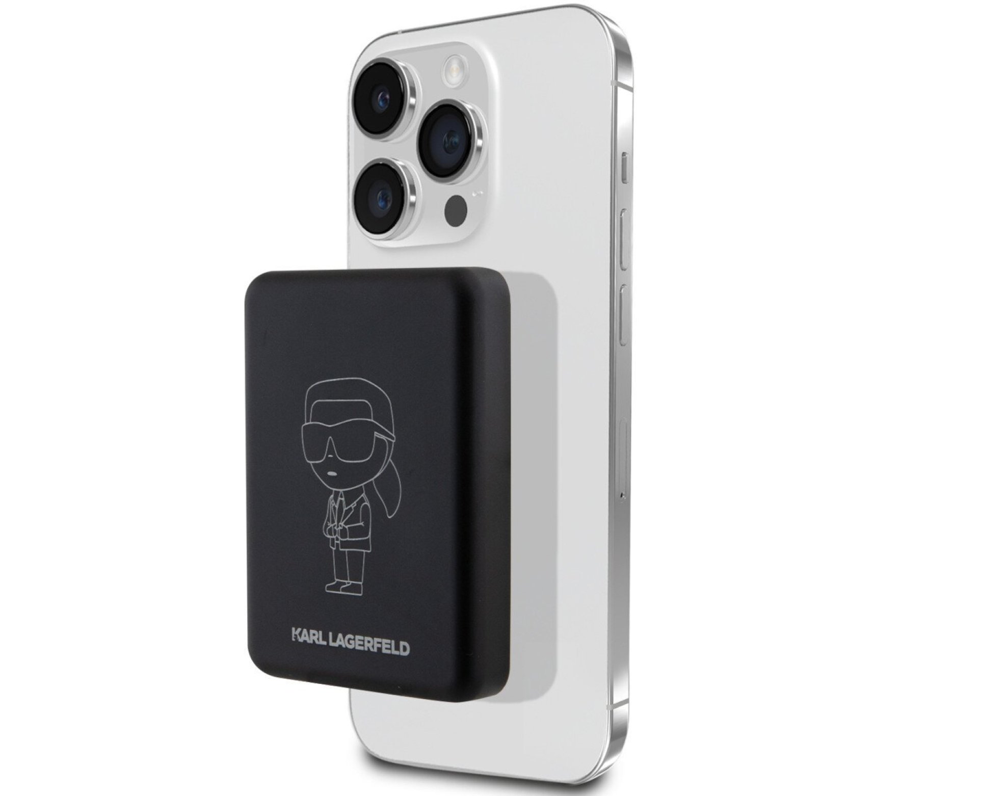 Powerbank indukcyjny KARL LAGERFELD Outline Ikonik MagSafe 5000 mAh 15W Czarny