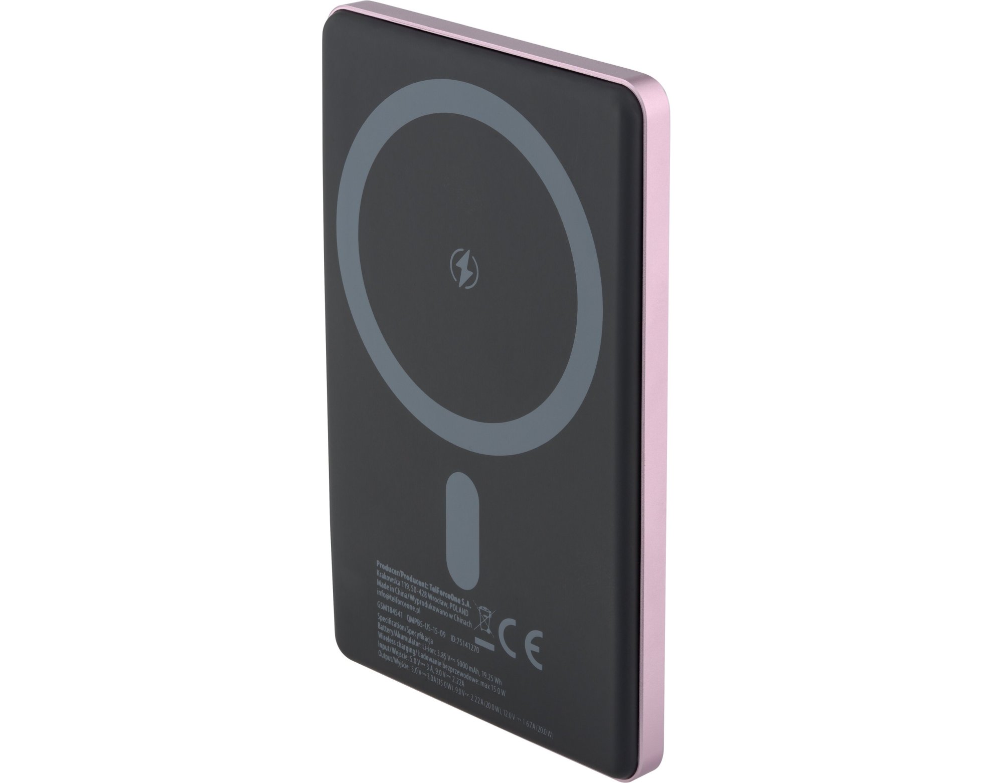 Powerbank indukcyjny QUALO QMPB5-US-15-09 MagSafe 5000 mAh Liliowy