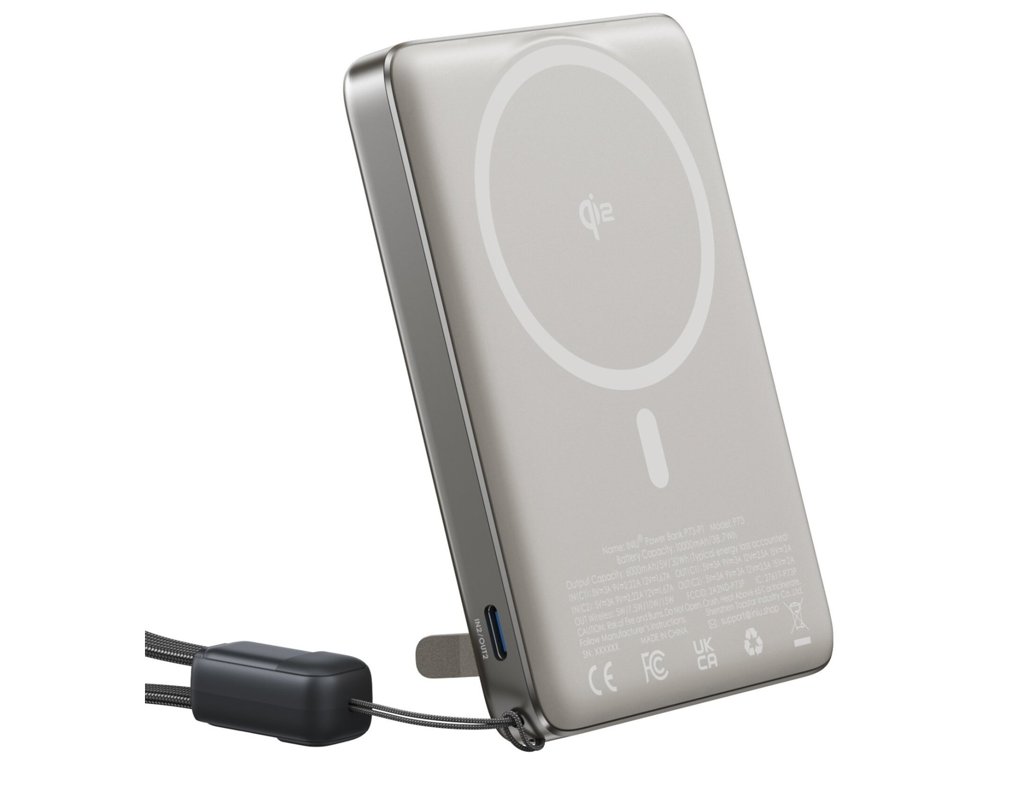 Powerbank INIU MagPro Slim QI2 10000 mAh 45W Tytanowy