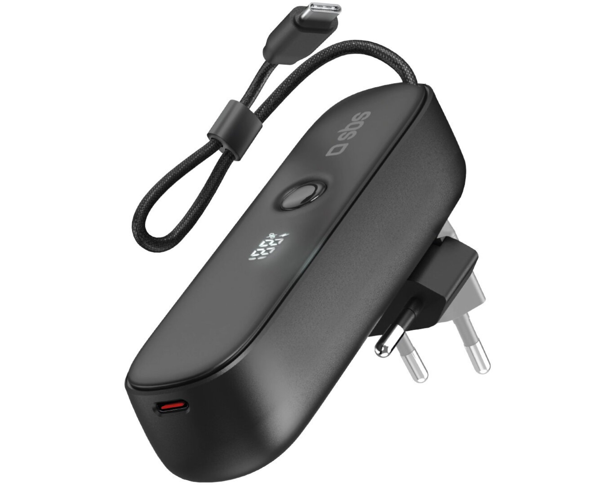 Powerbank SBS TETRBB5000PD20 Hybrydowy 5000 mAh Z wbudowaną wtyczką 20W Czarny