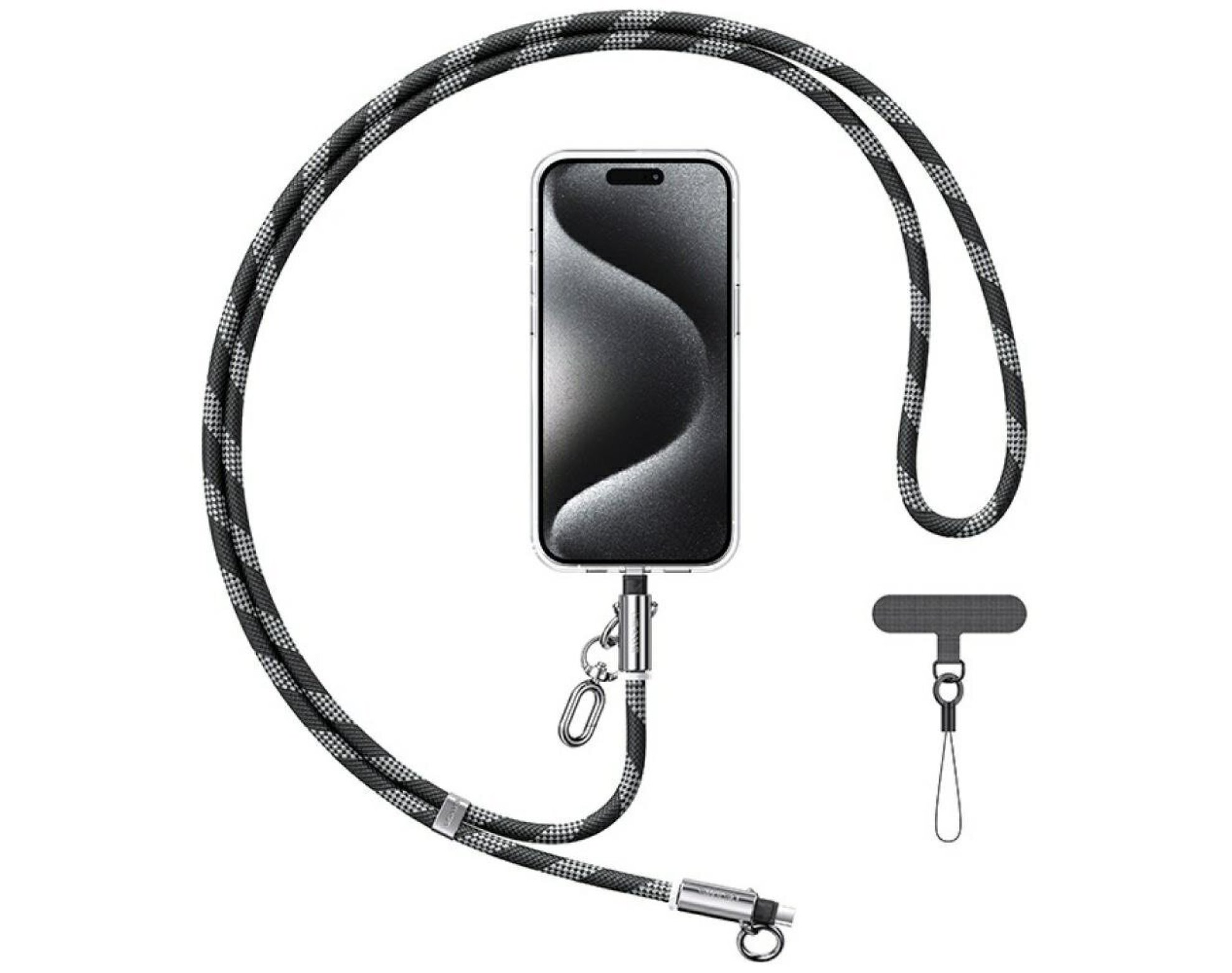 Smycz do telefonu z kablem do ładowania USB-C - Lightning USAMS SJ746 30W 1.2 m Czarny
