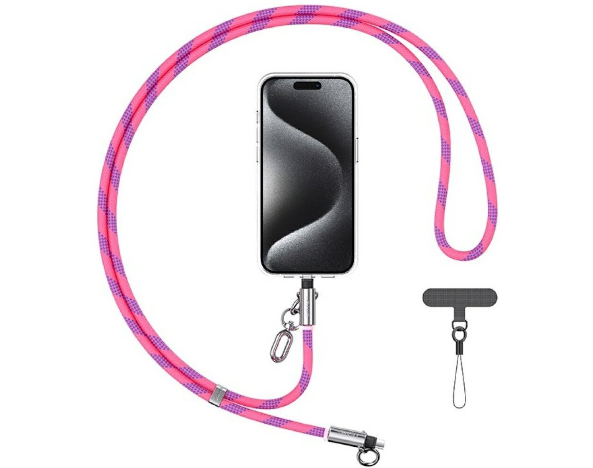 Smycz do telefonu z kablem do ładowania USB-C - Lightning USAMS SJ746 30W 1.2 m Różowy