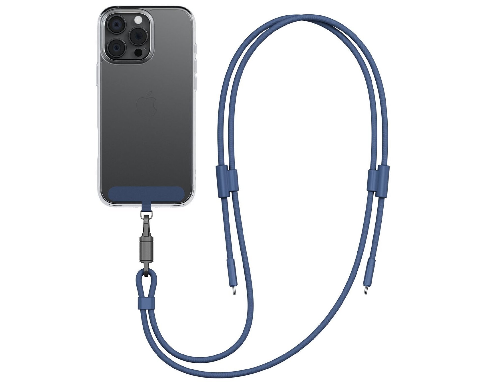 Smycz do telefonu z kablem do ładowania USB-C - USB-C ENERGEA Lasso Lanyard 240W 1.5 m Niebieski