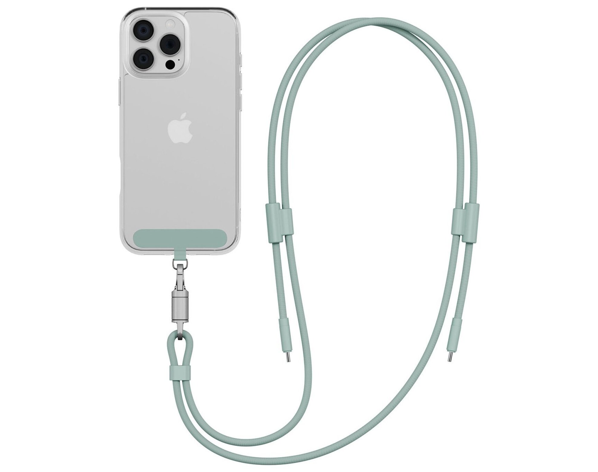 Smycz do telefonu z kablem do ładowania USB-C - USB-C ENERGEA Lasso Lanyard 240W 1.5 m Szałwia