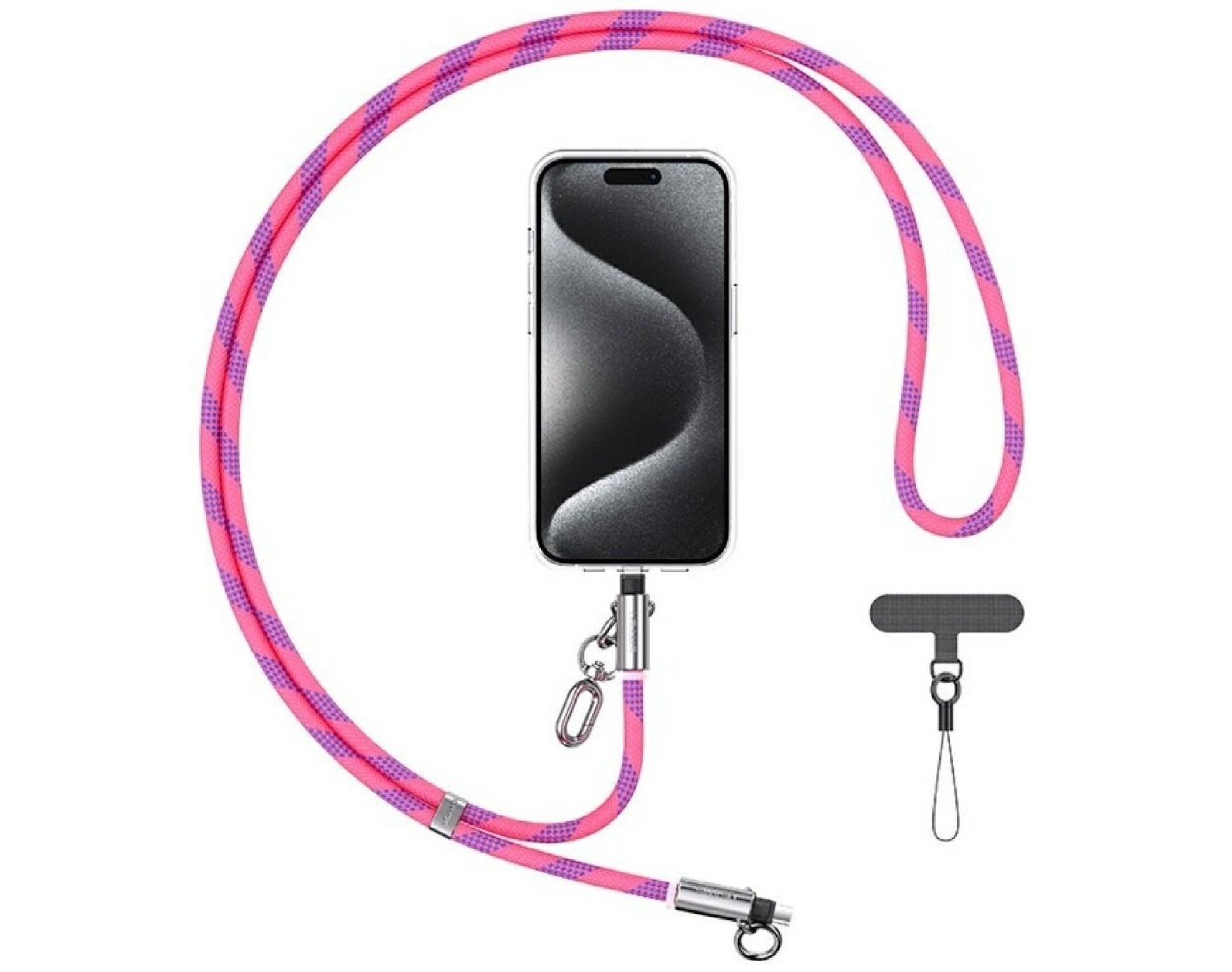 Smycz do telefonu z kablem do ładowania USB-C - USB-C USAMS SJ745 60W 1.2 m Różowy