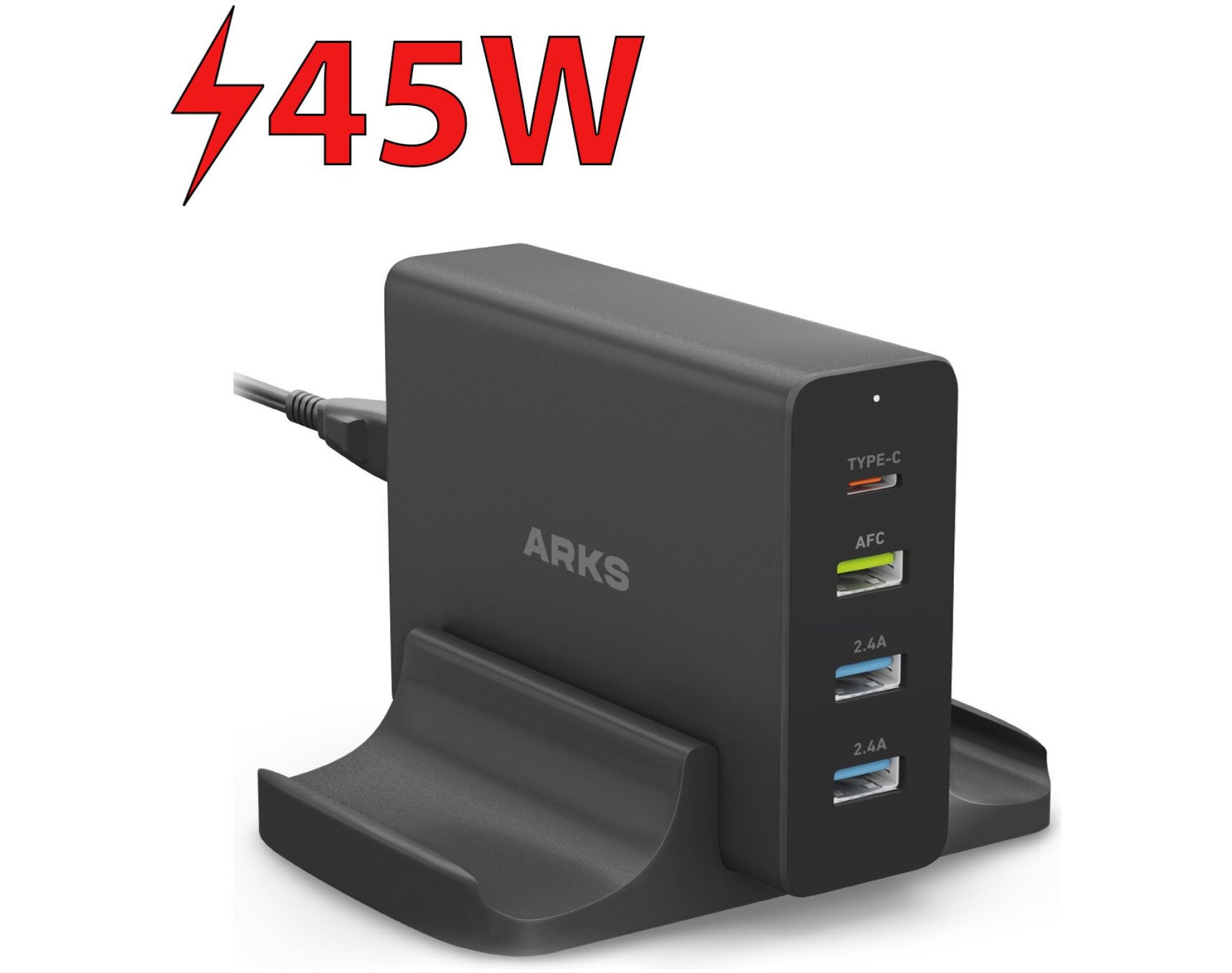 Stacja ładująca ARKS ARTR3USBTC75W 45W Czarny
