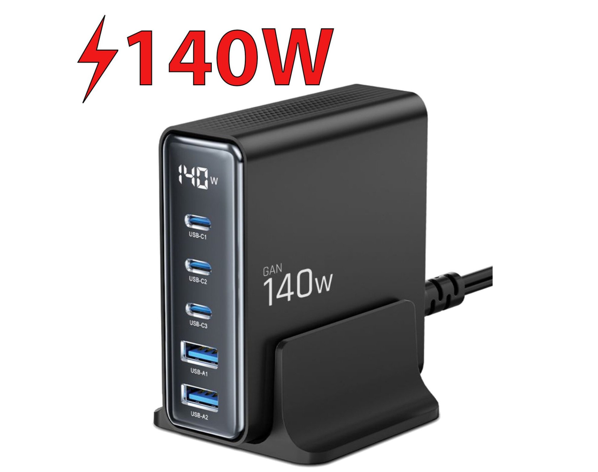 Stacja ładująca TECH-PROTECT 140W GAN QC3.0 Czarny
