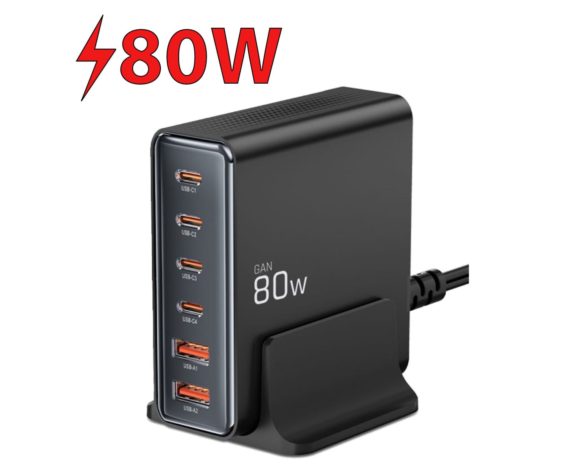 Stacja ładująca TECH-PROTECT 80W GAN QC3.0 Czarny
