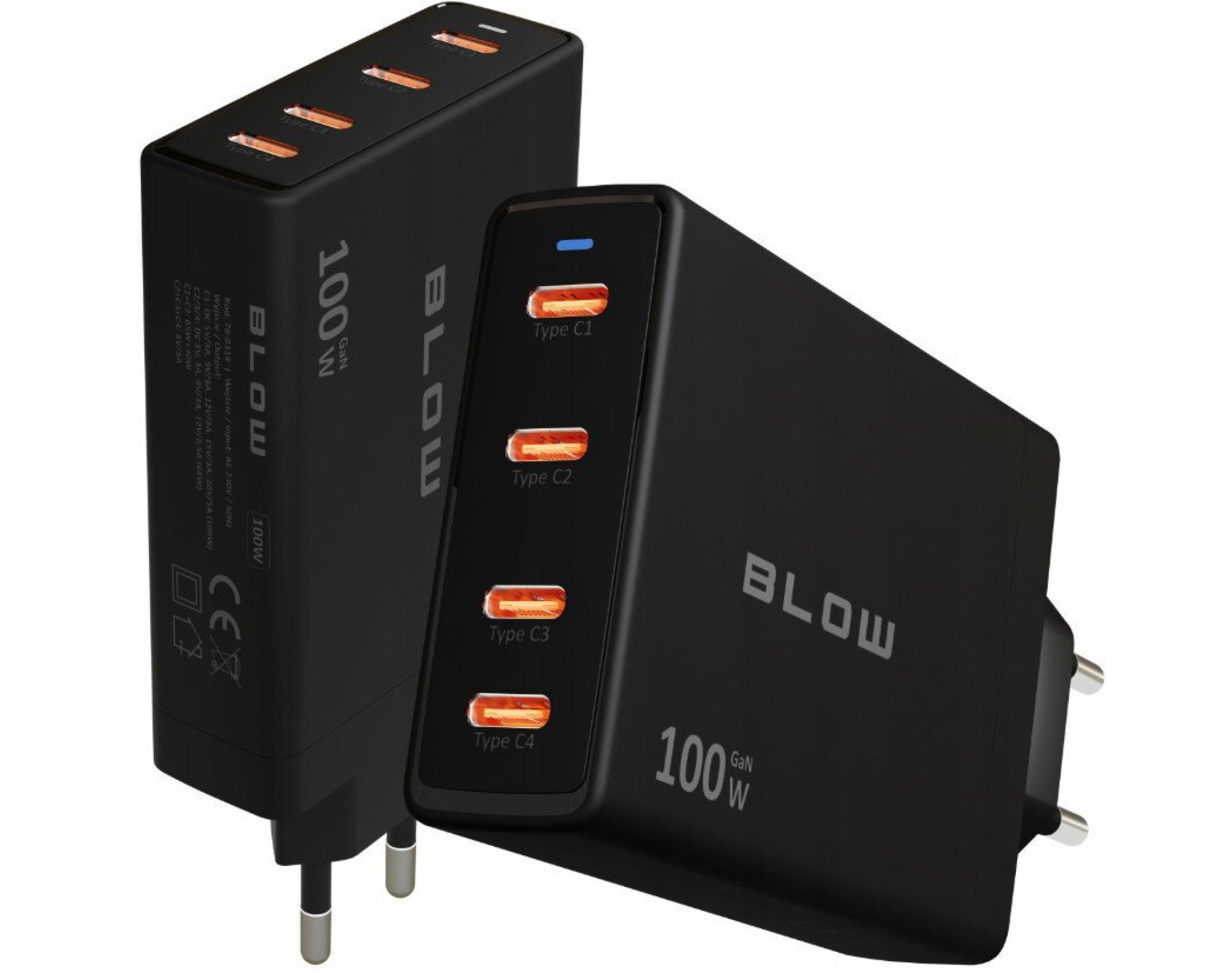 Szybka ładowarka sieciowa BLOW kostka gniazdo 4x USB-C QC PD 100W GAN