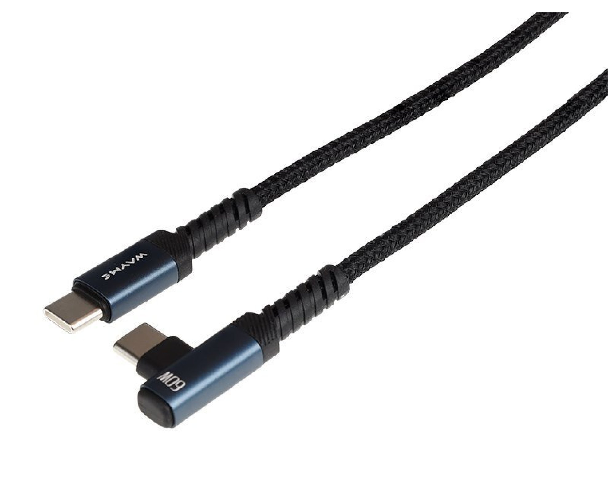 Wayme kabel do ładowania i synchronizacji, w oplocie z mikrofibry, 100 cm, USB-C > USB-C 90°, max 60W