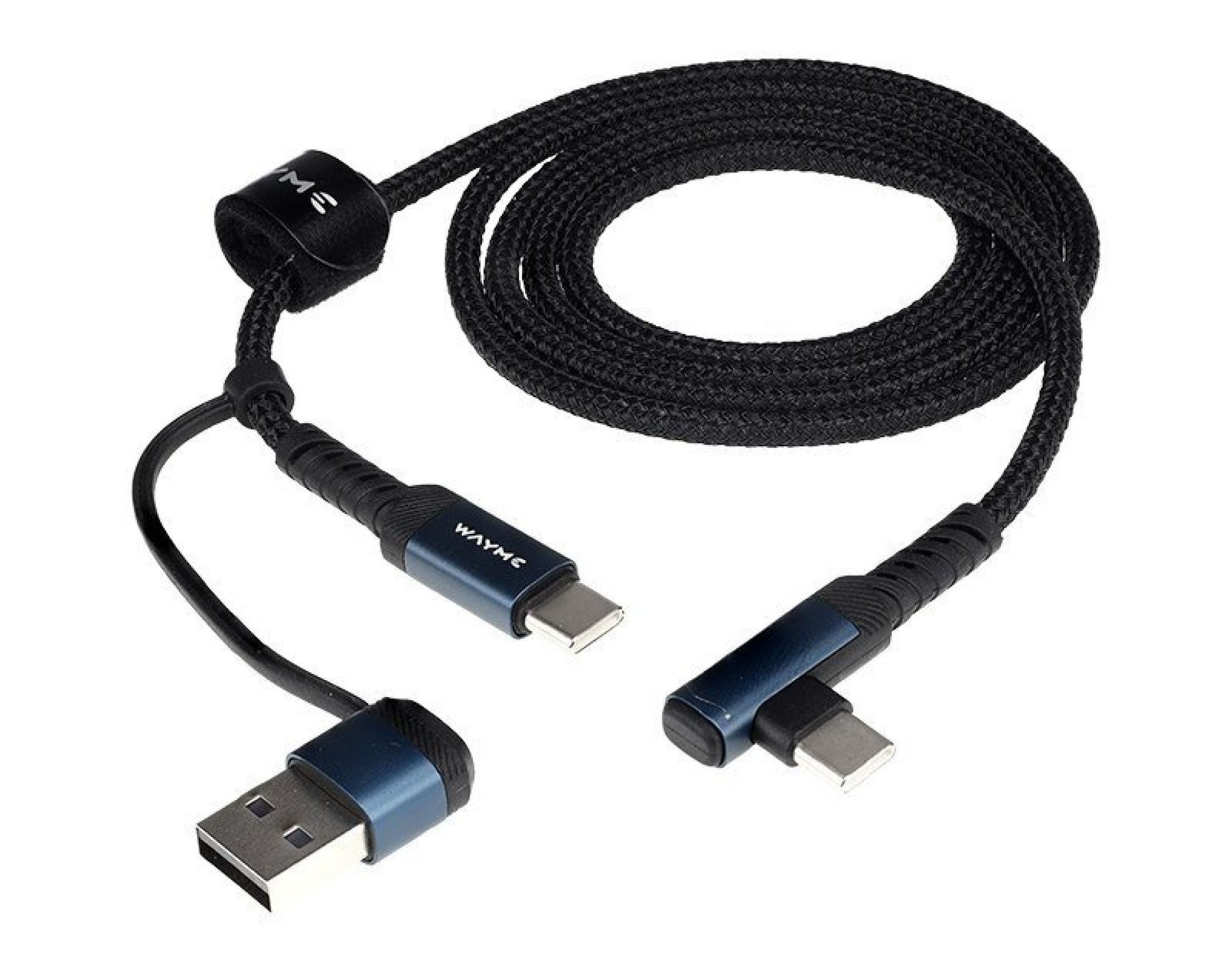 Wayme kabel do ładowania i synchronizacji, w oplocie z mikrofibry, 100 cm, USB / C > USB-C 90°, max 60W