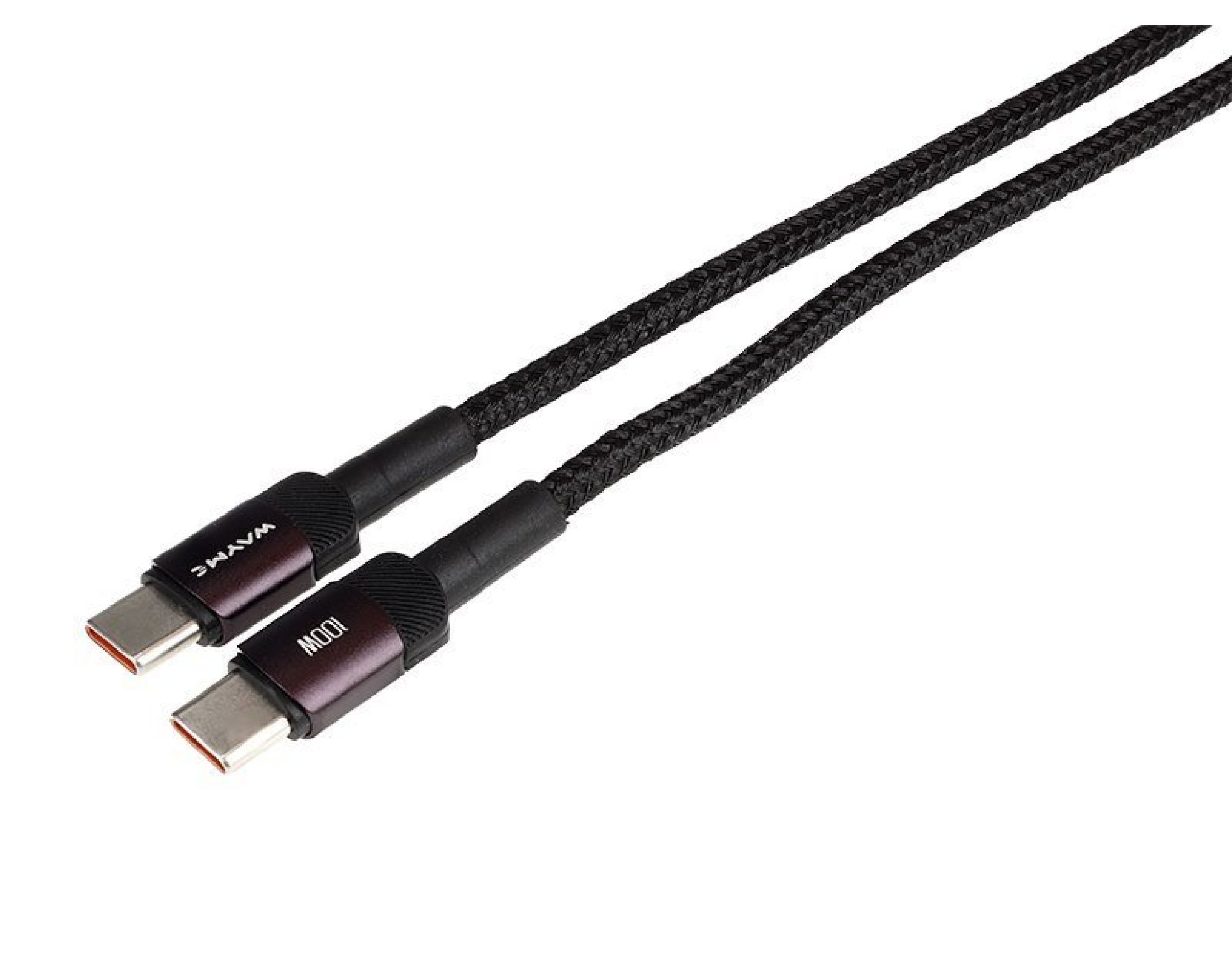 Wayme kabel do ładowania i synchronizacji, w oplocie z mikrofibry, 100 cm, USB-C > USB-C, max 100W, fioletowy