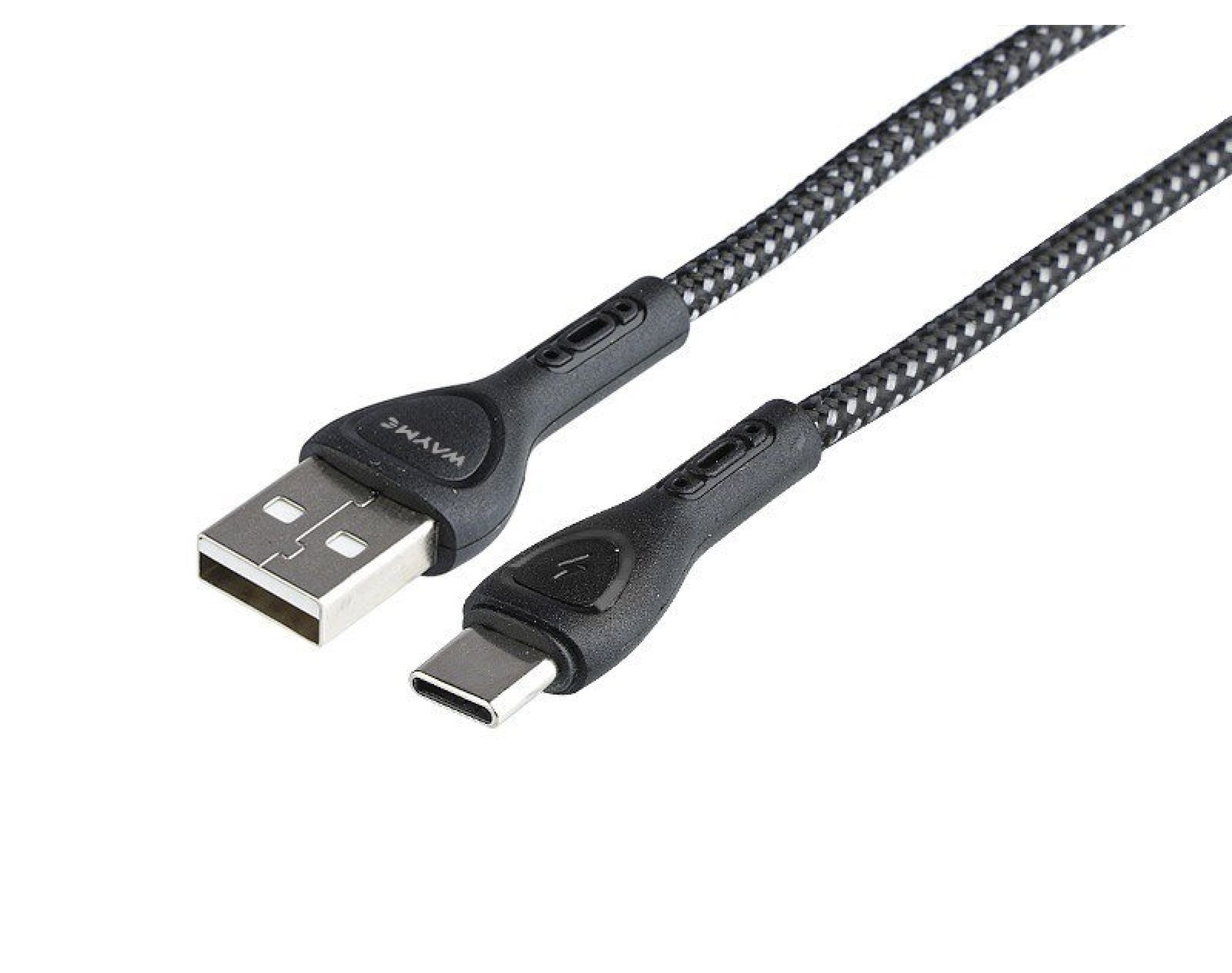 Wayme kabel do ładowania i synchronizacji, w oplocie z mikrofibry, podświetlenie LED, 200 cm, USB > USB-C