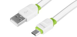Kabel do ładowania i synchronizacji, silikonowy płaski, 200 cm, USB > micro USB