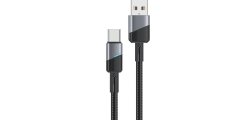 Kabel USB-A — USB-C ENCORE ENERGY EE101-C 1m Braided Czarny