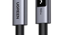 Kabel USB-C do USB-C UGREEN Uno L509 z wyświetlaczem LCD 100W 0.5 m Czarny