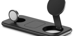 Ładowarka indukcyjna SATECHI STQTPMEA Trio Wireless Charging Pad 3w1 45W Qi2 Szaro-czarny