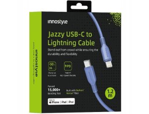 Innostyle Jazzy Kabel USB-C Lightning Mfi Szybkiego Ładowania Do iPhone Kevlar 1M Niebieski