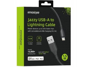 Innostyle Jazzy Kabel USB Lightning Mfi Szybkiego Ładowania Do iPhone Kevlar 2M Czarny