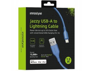 Innostyle Jazzy Kabel USB Lightning Mfi Szybkiego Ładowania Do iPhone Kevlar 2M Niebieski