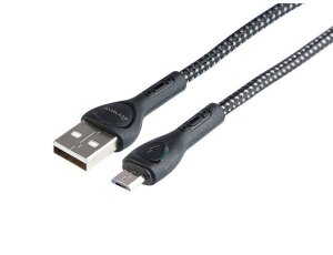 Kabel do ładowania i synchronizacji, w oplocie z mikrofibry, podświetlenie LED, 200 cm, USB > micro USB