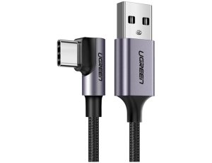 Kabel kątowy USB-A - USB-C UGREEN US284 15W 3 m Czarno-szary