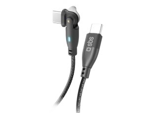 Kabel kątowy USB-C - USB-C SBS 60W 1 m Czarny