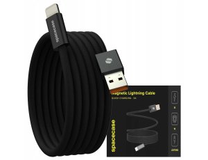 Kabel magnetyczny zwijany SPACECASE USB-A to Lightning Magnetic Cable 1M 12W Czarny