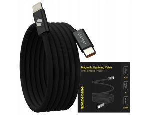 Kabel magnetyczny zwijany SPACECASE USB-C to Lightning Magnetic Cable 1M 20W Czarny