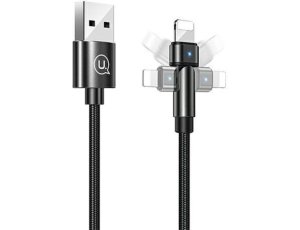 Kabel obrotowy USB - Lightning USAMS U60 2A 1 m Czarny