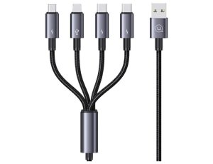 Kabel USB - 2 x USB-C/Lightning/Micro USB USAMS US-SJ739 4w1 15W 1.2 m Czarny