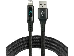 Kabel USB-A - Lightning EVERACTIVE z wyświetlaczem everActive CBB-1IBL 15W 1 m Czarny