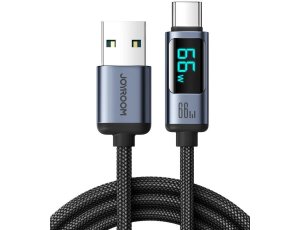 Kabel USB-A - USB-C JOYROOM z wyświetlaczem LCD 1.2 m 66W Czarny