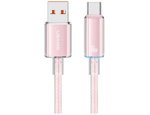 Kabel USB-A USB-C USAMS Cloud Series 6A 1.2m Różowy