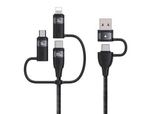 Kabel USB-A/USB-C - USB-C/Micro USB/Lightning USAMS 6w1 U85 100W 1.2 m Czarny