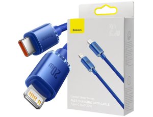 Kabel USB-C - Lightning BASEUS Crystal 1,2m Niebieski