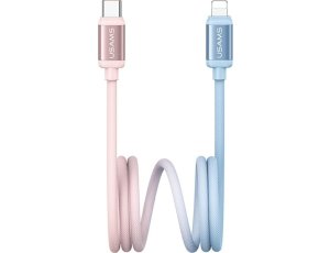 Kabel USB-C - Lightning USAMS Bicolor Series SJ757 PD 30W 1.2 m Niebiesko-różowy