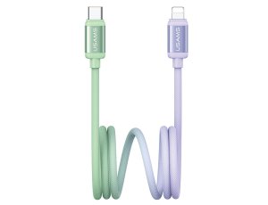 Kabel USB-C - Lightning USAMS Bicolor Series SJ757 PD 30W 1.2 m Zielono-fioletowy