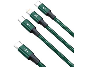 Kabel USB-C - micro USB/Lightning/USB-C BASEUS Rapid 3w1 1.5 m Zielony