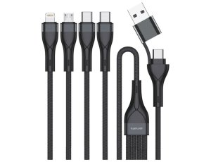 Kabel USB-C/USB-A - 2x USB-C/Micro USB/Lightning 4SMARTS 4w2 1.2 m 15W Czarny