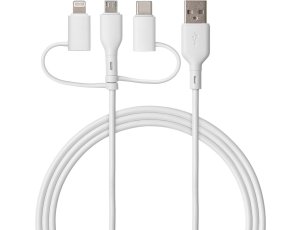 Kabel USB-C - USB-A/microUSB/Lightning QUALO Recycling QRC-CA+M+L-00 3w1 1.5 m Biały