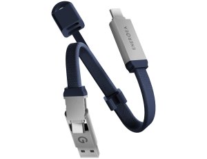 Kabel USB-C/USB-A - USB-C ENERGEA Sheath Key 2w1 60W 0.15 m Niebieski