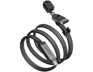Kabel USB-C/USB-A - USB-C ENERGEA Sheath Travel 2w1 60W 1.2 m Szary