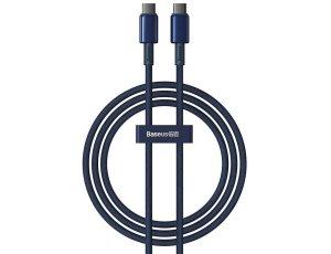 Kabel USB-C - USB-C  BASEUS Tungsten Gold 100W 1 m Niebieski
