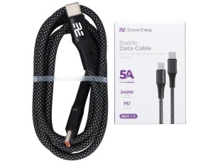Kabel USB-C — USB-C ENCORE ENERGY EE160-CC 1m 240W Braided Szary