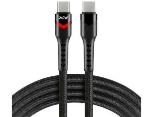 Kabel USB-C - USB-C EVERACTIVE CBB-1PDRS 240W RGB Led 1 m Czarny